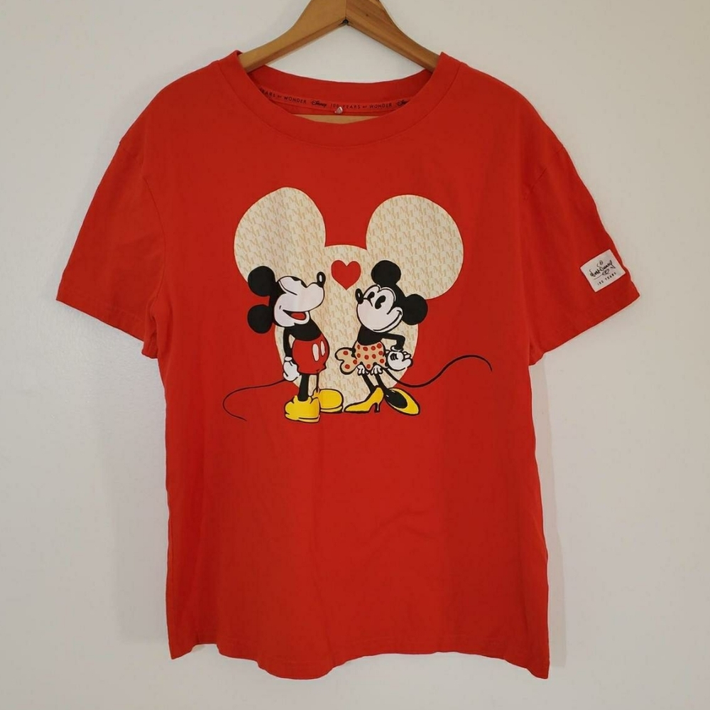 Disney Red Tee with Mickey and Minnie Graphic
